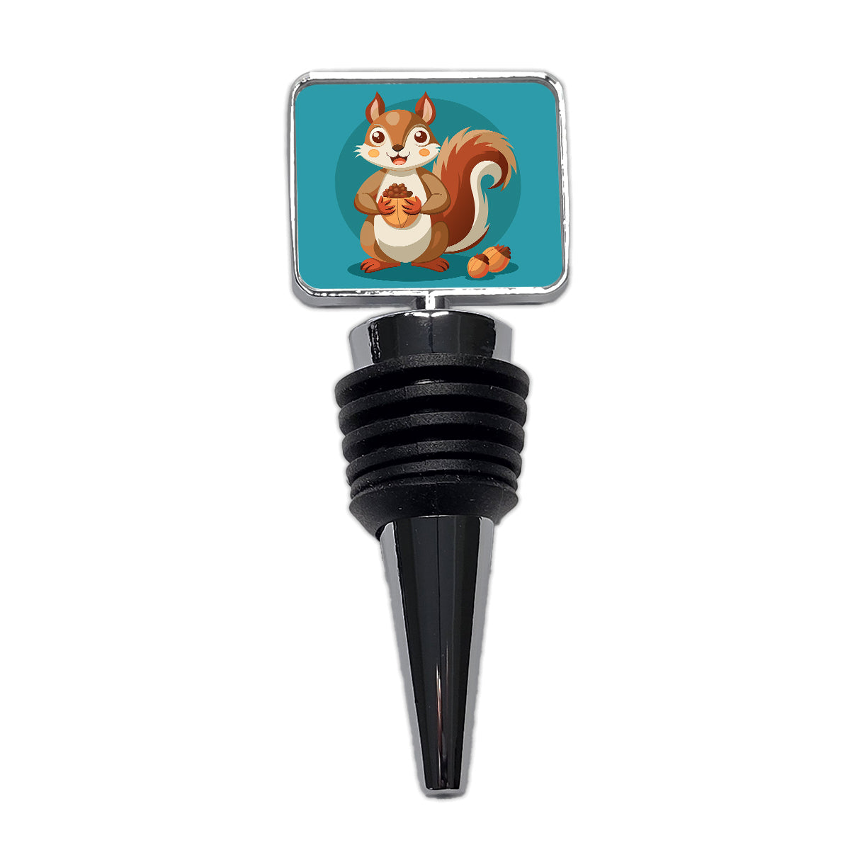Squirrel with Nuts Smiling Wine Bottle Stopper