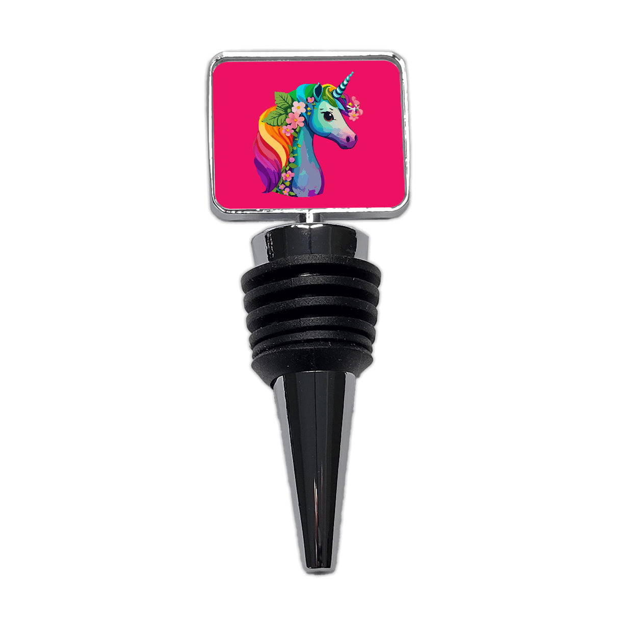 Unicorn Rainbow Head Flowers Wine Bottle Stopper
