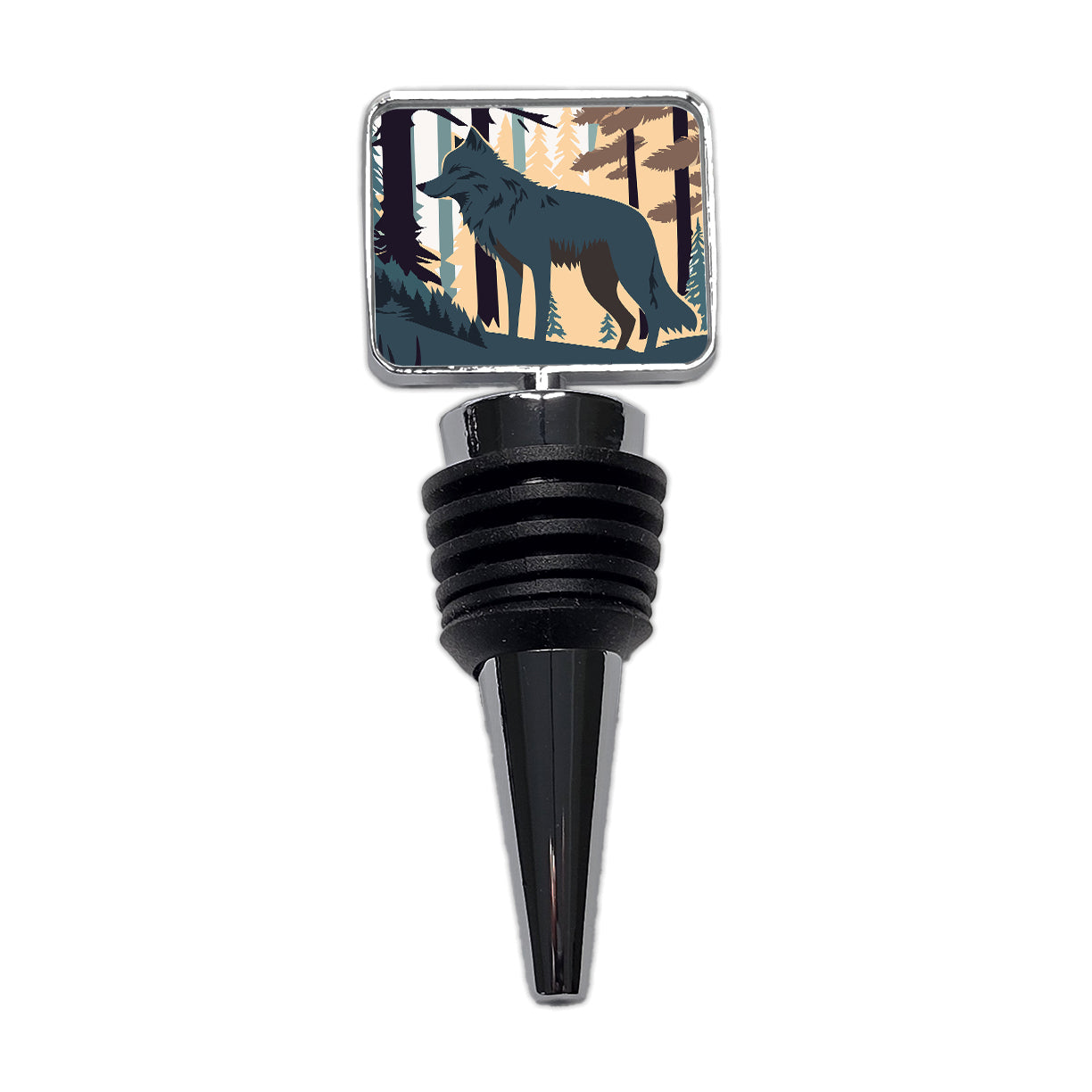Wolf Gray in Forest Wine Bottle Stopper
