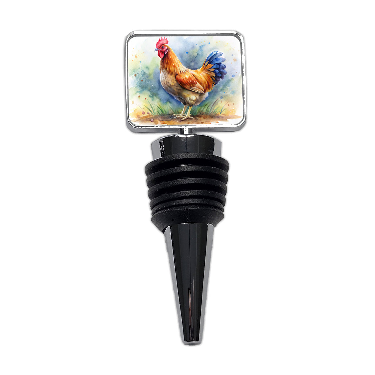 Beautiful Chicken Watercolor Wine Bottle Stopper
