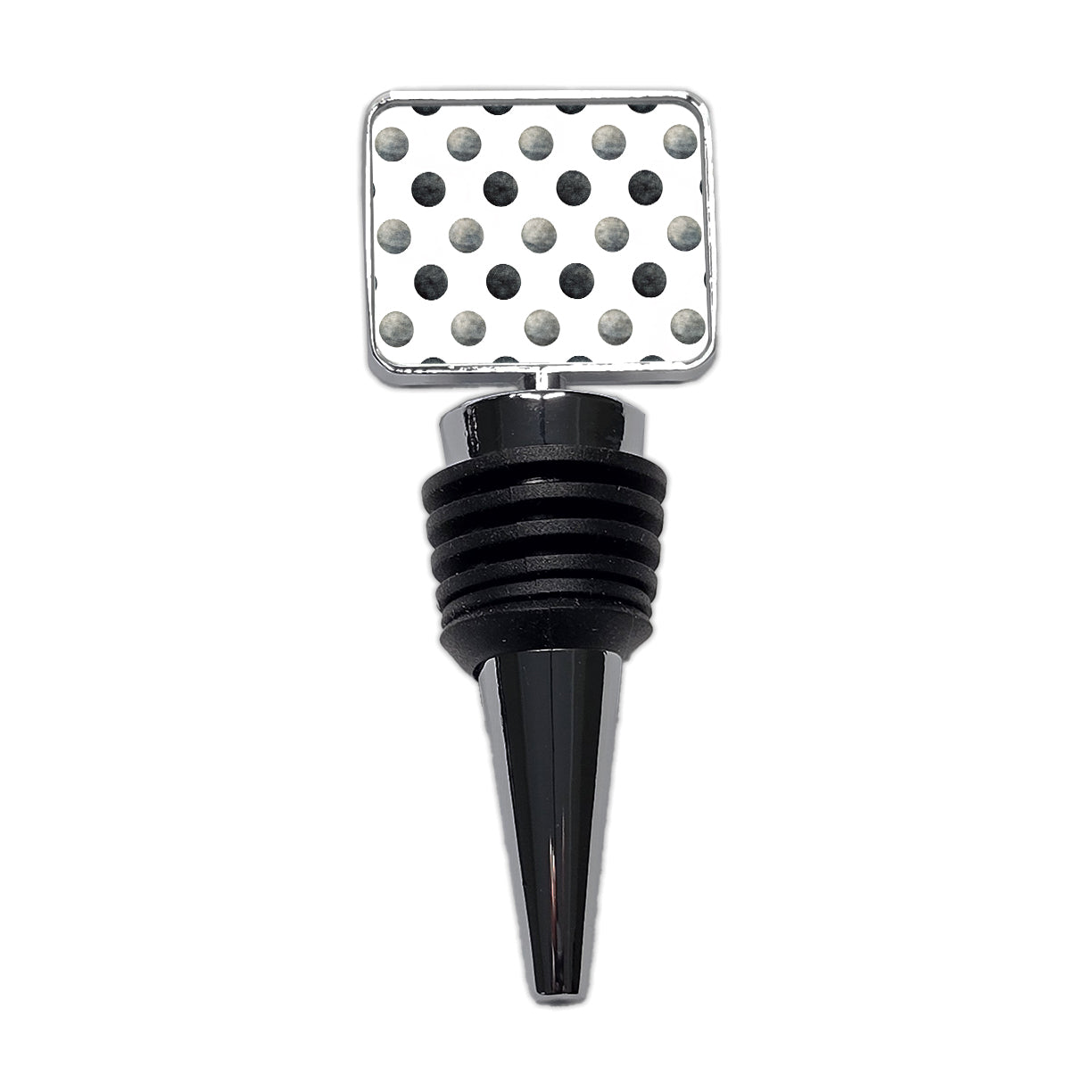 Black Polka Dots White Background Wine Bottle Stopper