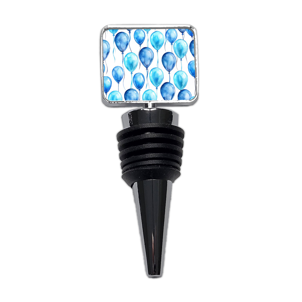 Blue Balloons Watercolor Birthday Wine Bottle Stopper