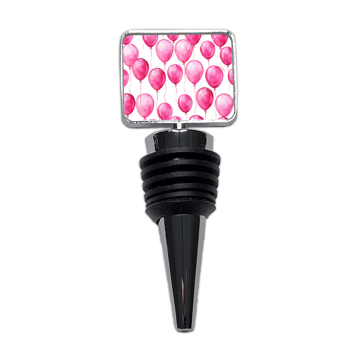 Bright Pink Balloons Watercolor Birthday Wine Bottle Stopper