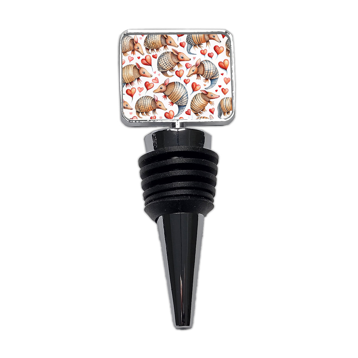 Cute Armadillos Hearts Watercolor Wine Bottle Stopper