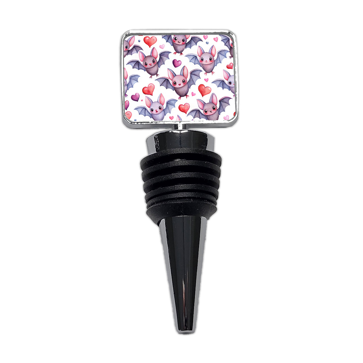 Cute Bats Hearts Watercolor Wine Bottle Stopper