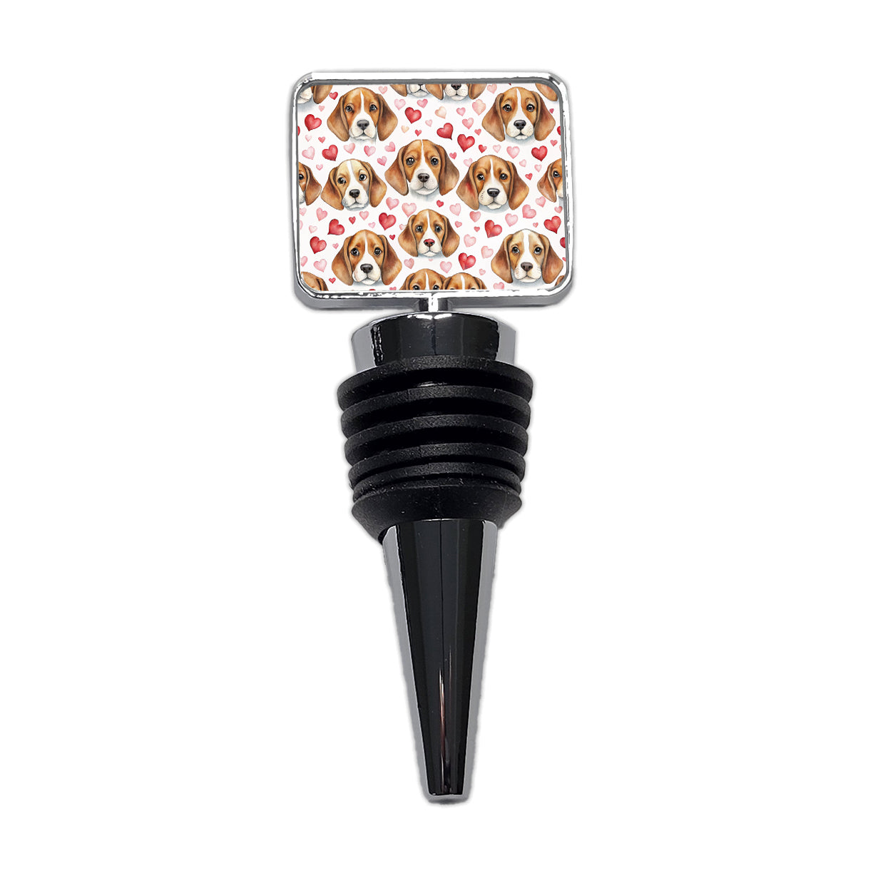 Cute Beagle Dog Faces Hearts Wine Bottle Stopper