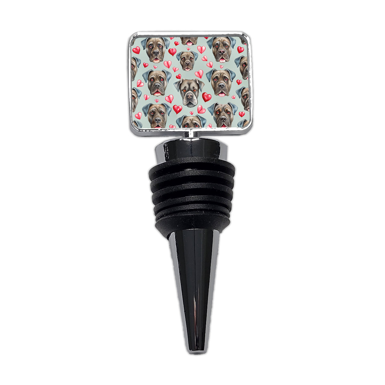 Cute Cane Corso Dog Faces Hearts Wine Bottle Stopper