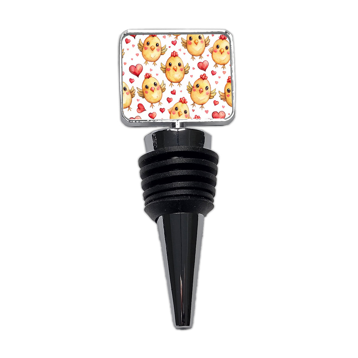 Cute Chickens Hearts Watercolor Wine Bottle Stopper
