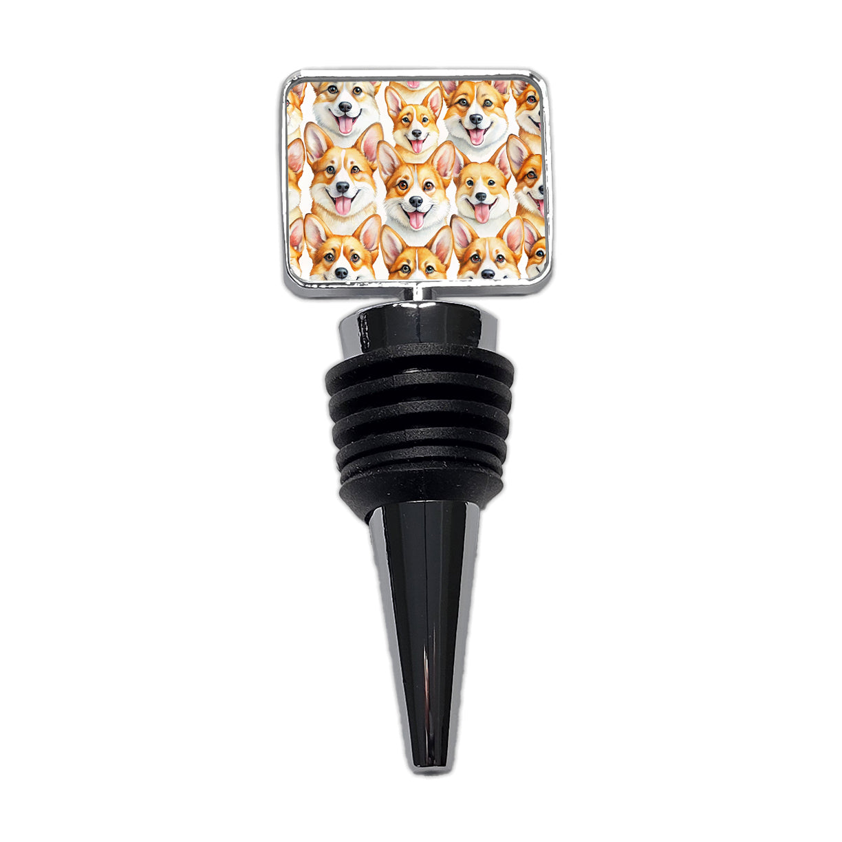 Cute Corgi Dog Faces Watercolor Wine Bottle Stopper