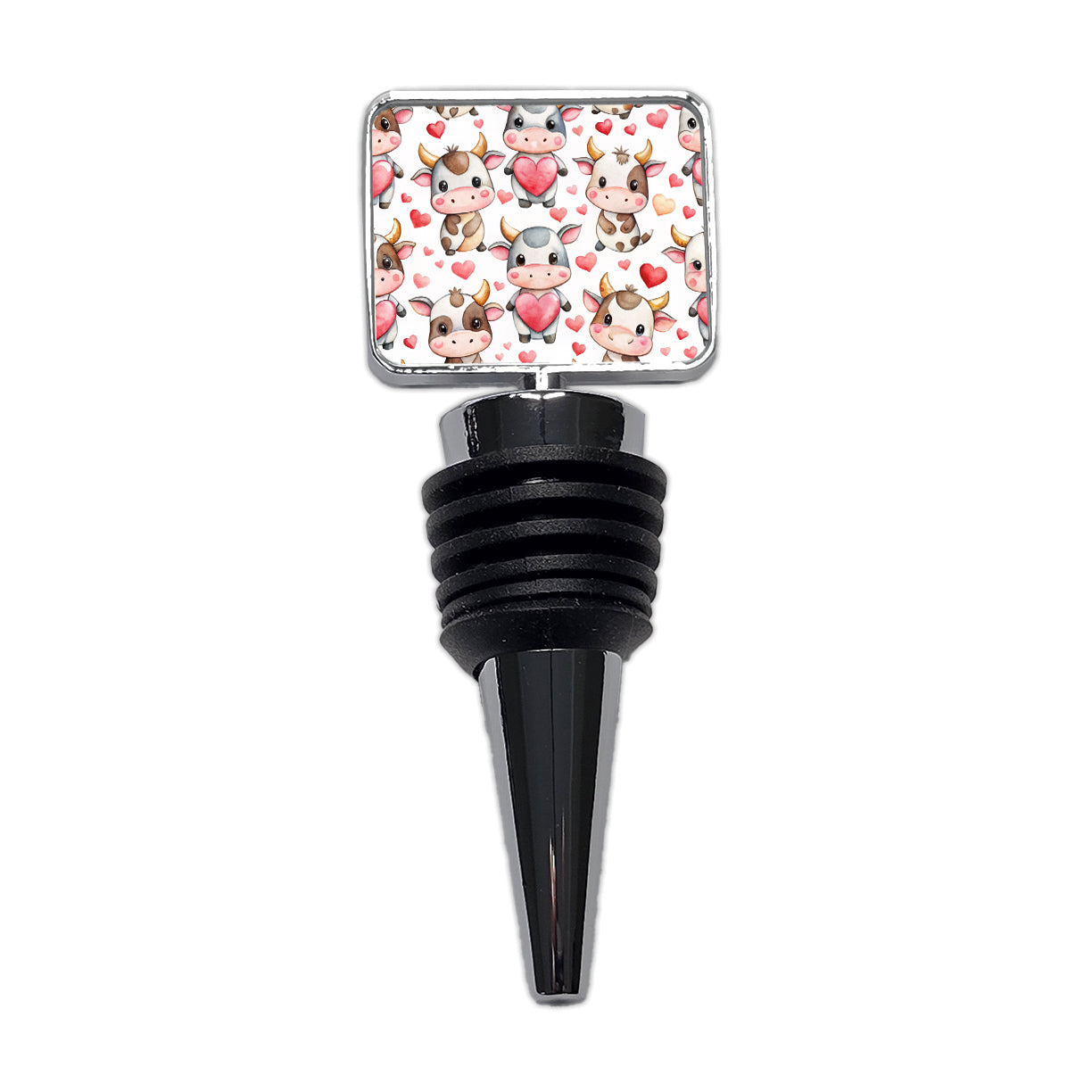 Cute Cows Hearts Watercolor Wine Bottle Stopper