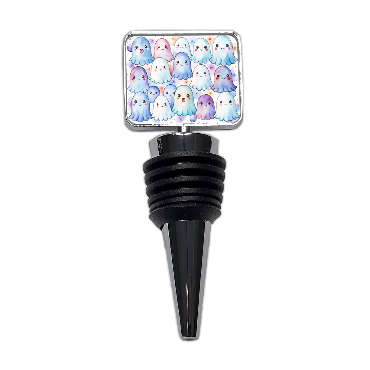 Cute Ghosts Watercolor Wine Bottle Stopper