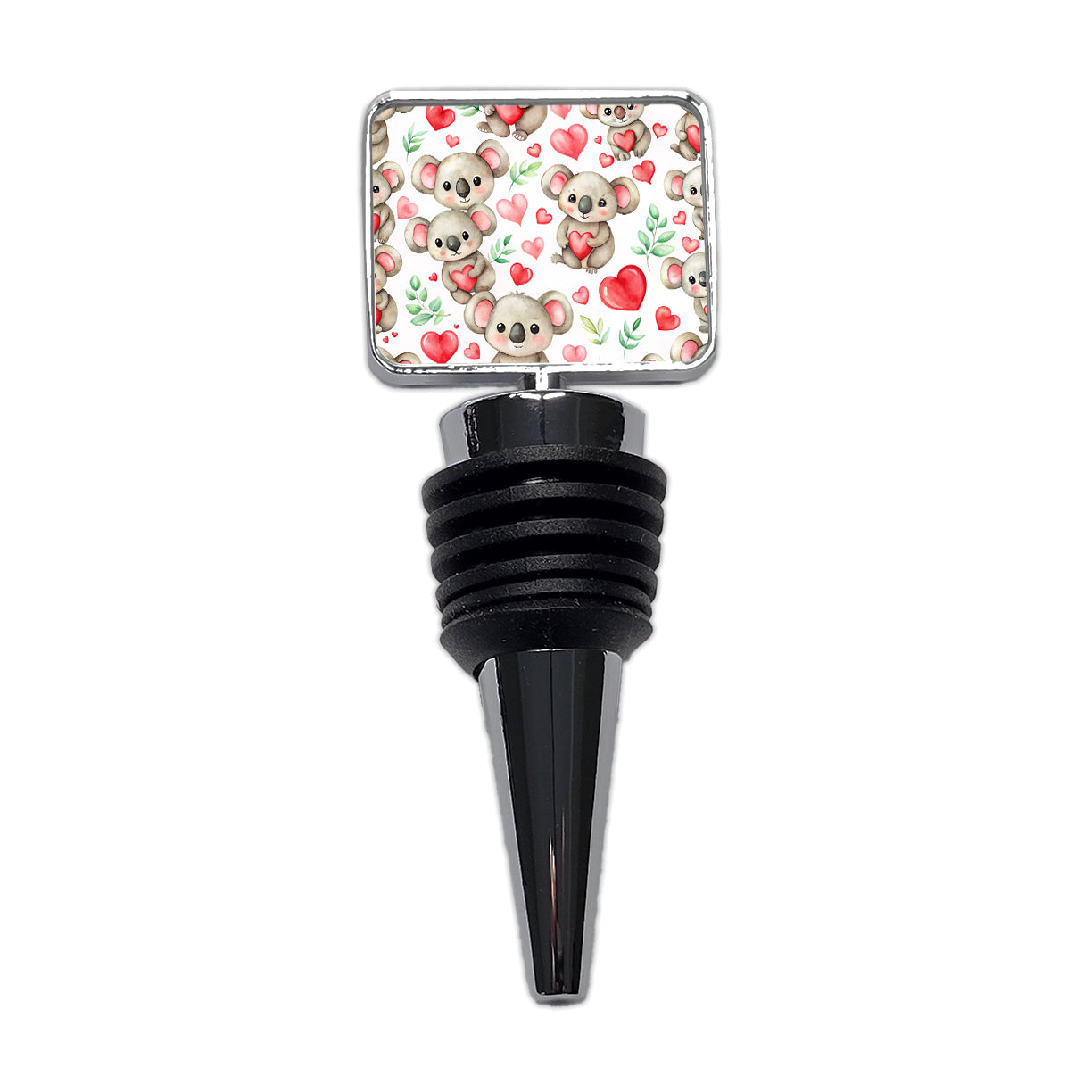 Cute Koala Bears Hearts Watercolor Wine Bottle Stopper