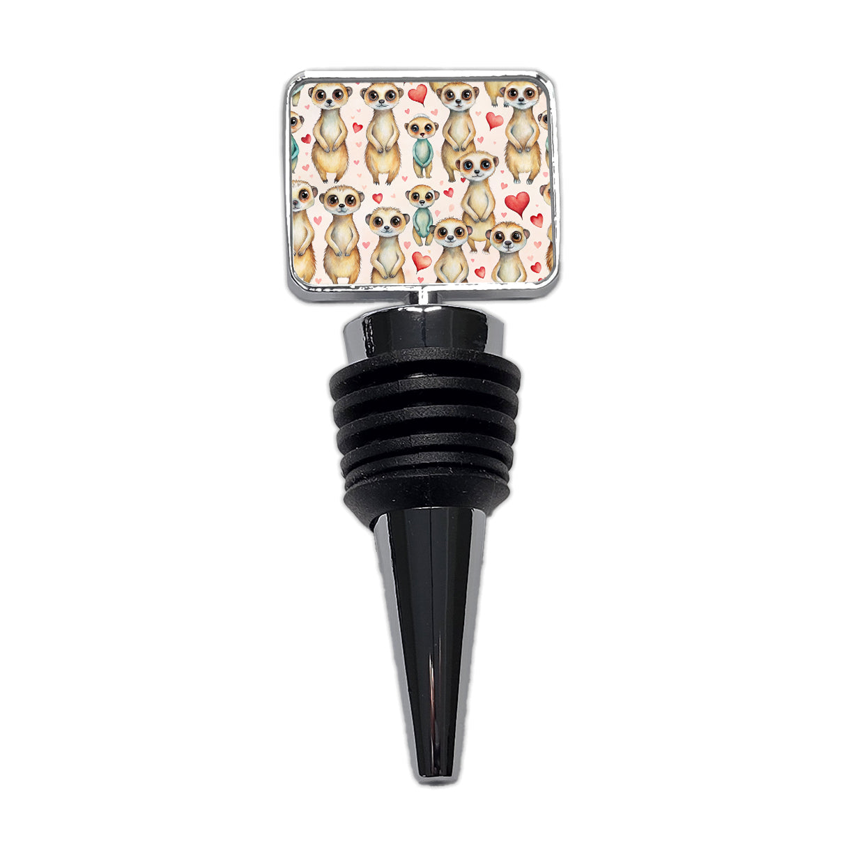Cute Meerkats Hearts Watercolor Wine Bottle Stopper