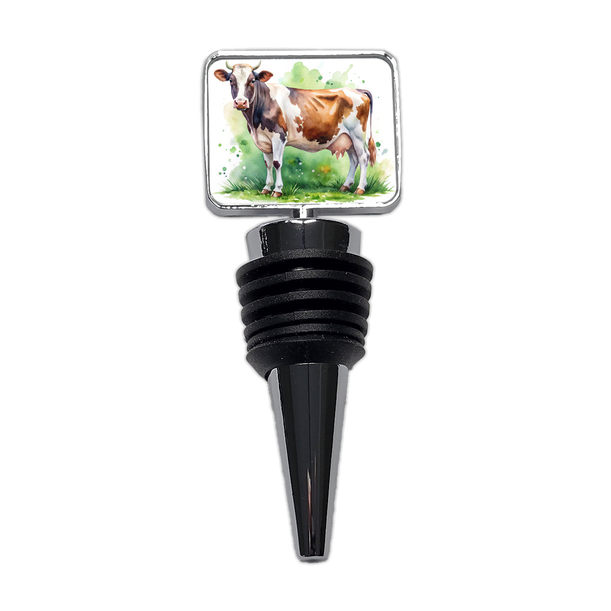 Dairy Cow Watercolor Wine Bottle Stopper
