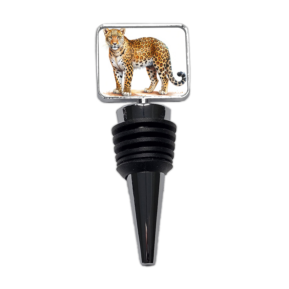 Leopard Print Watercolor Wine Bottle Stopper