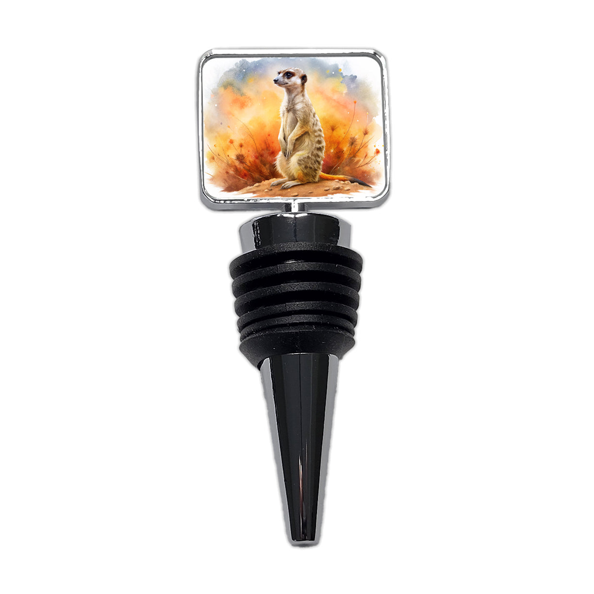 Meerkat African Plain Beautiful Watercolor Wine Bottle Stopper