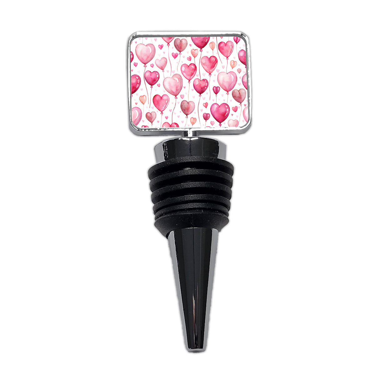 Pink Balloons Hearts Watercolor Birthday Valentine's Love Wine Bottle Stopper