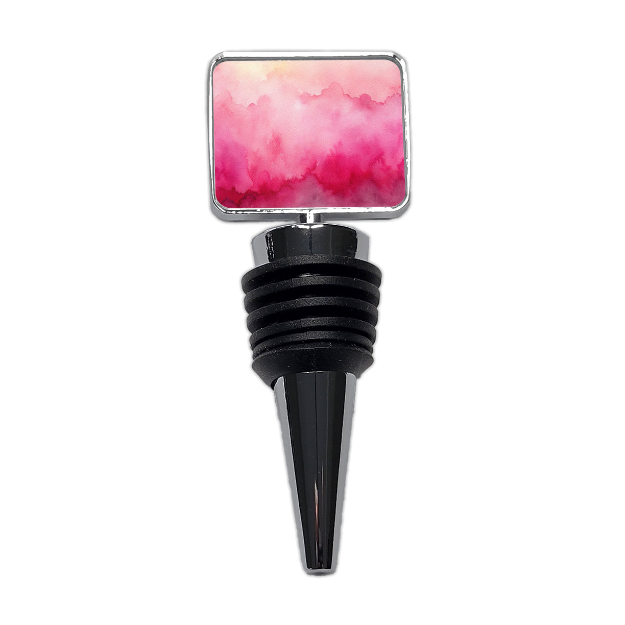 Pink Ombre Watercolor Wine Bottle Stopper