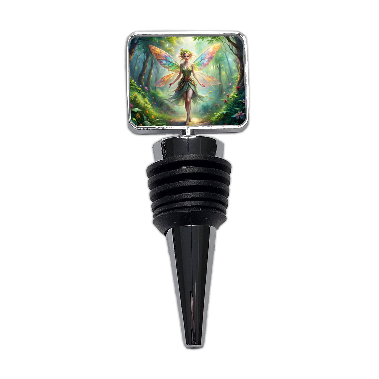 Pixie Fairy Forest Fantasy Beautiful Watercolor Wine Bottle Stopper