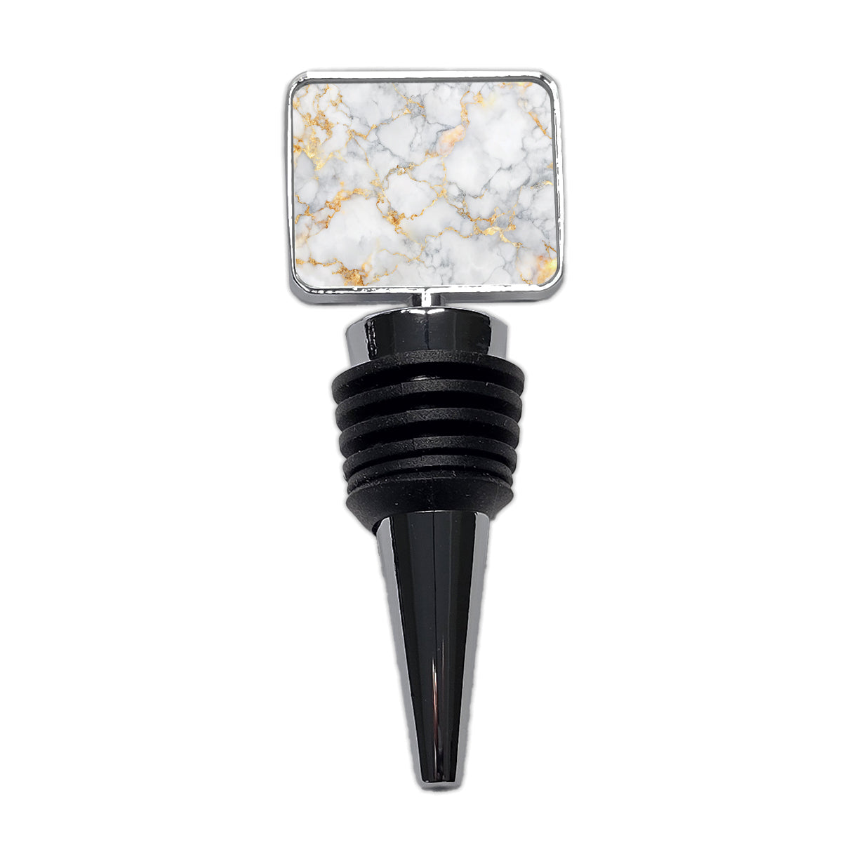 White Gold Marble Background Watercolor Wine Bottle Stopper