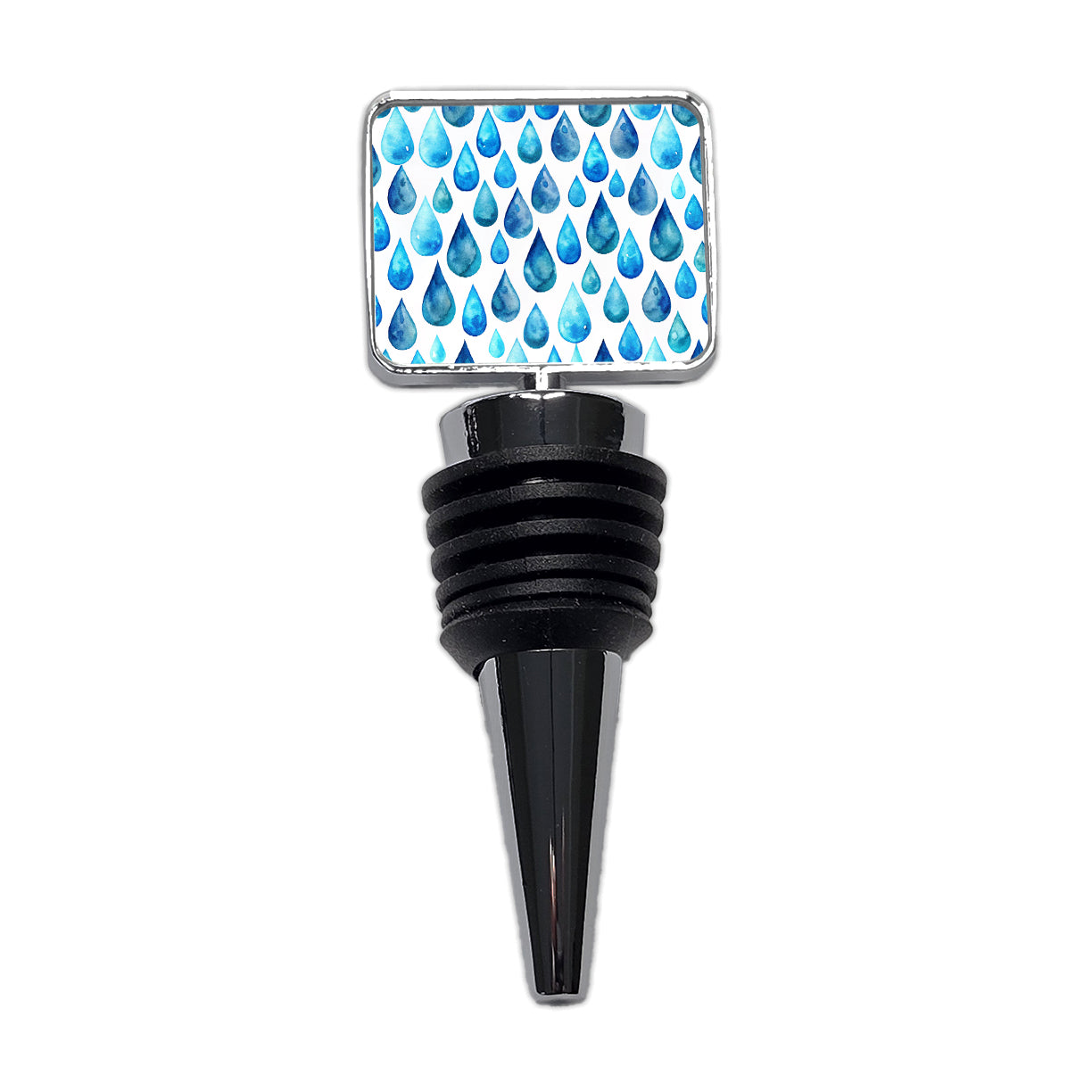 Blue Water Droplets Repeating Wine Bottle Stopper