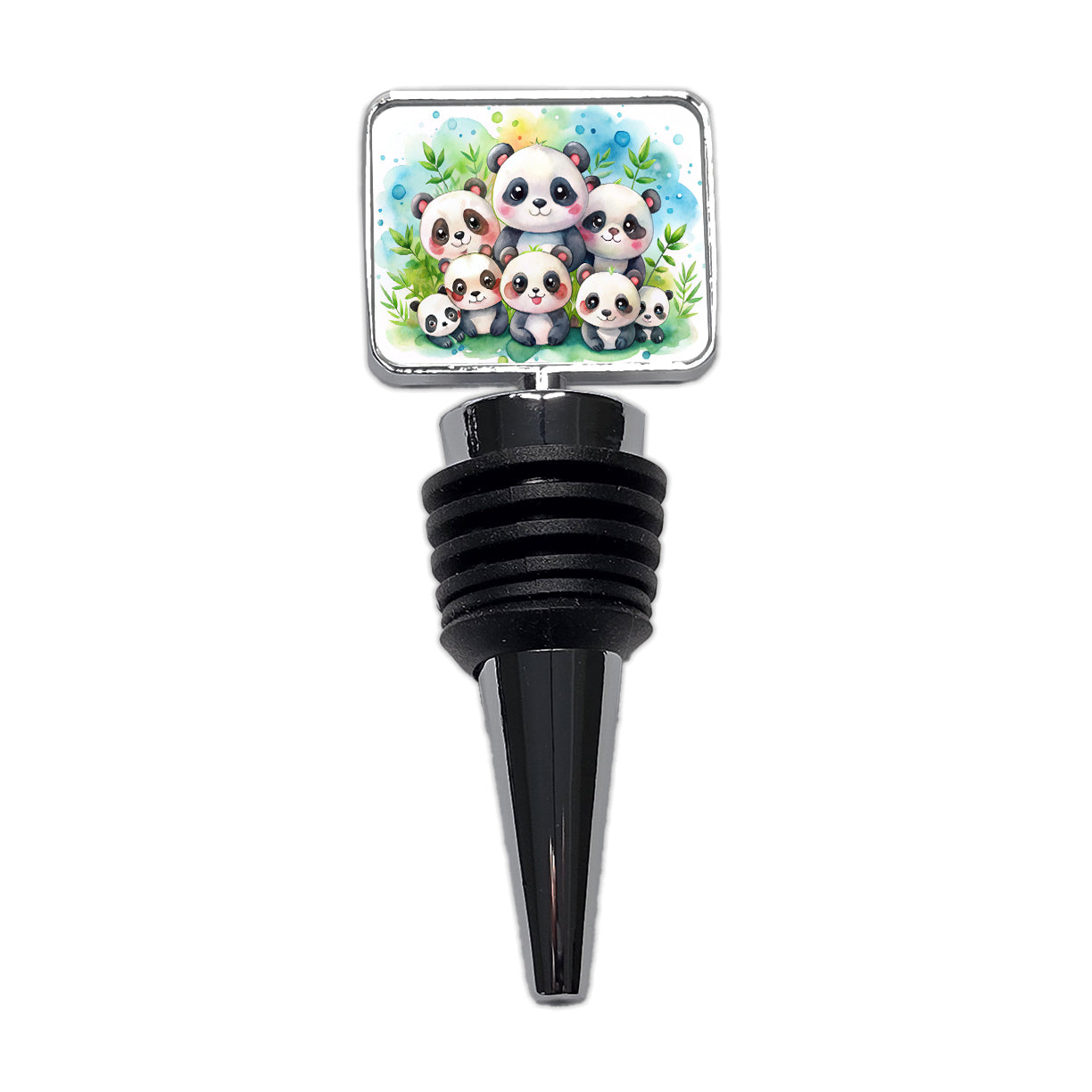 Bunch Of Cute Pandas Watercolor Wine Bottle Stopper