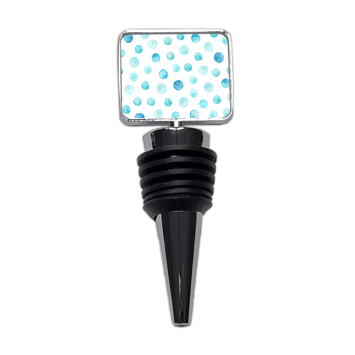 Light Blue Polka Dots White Wine Bottle Stopper