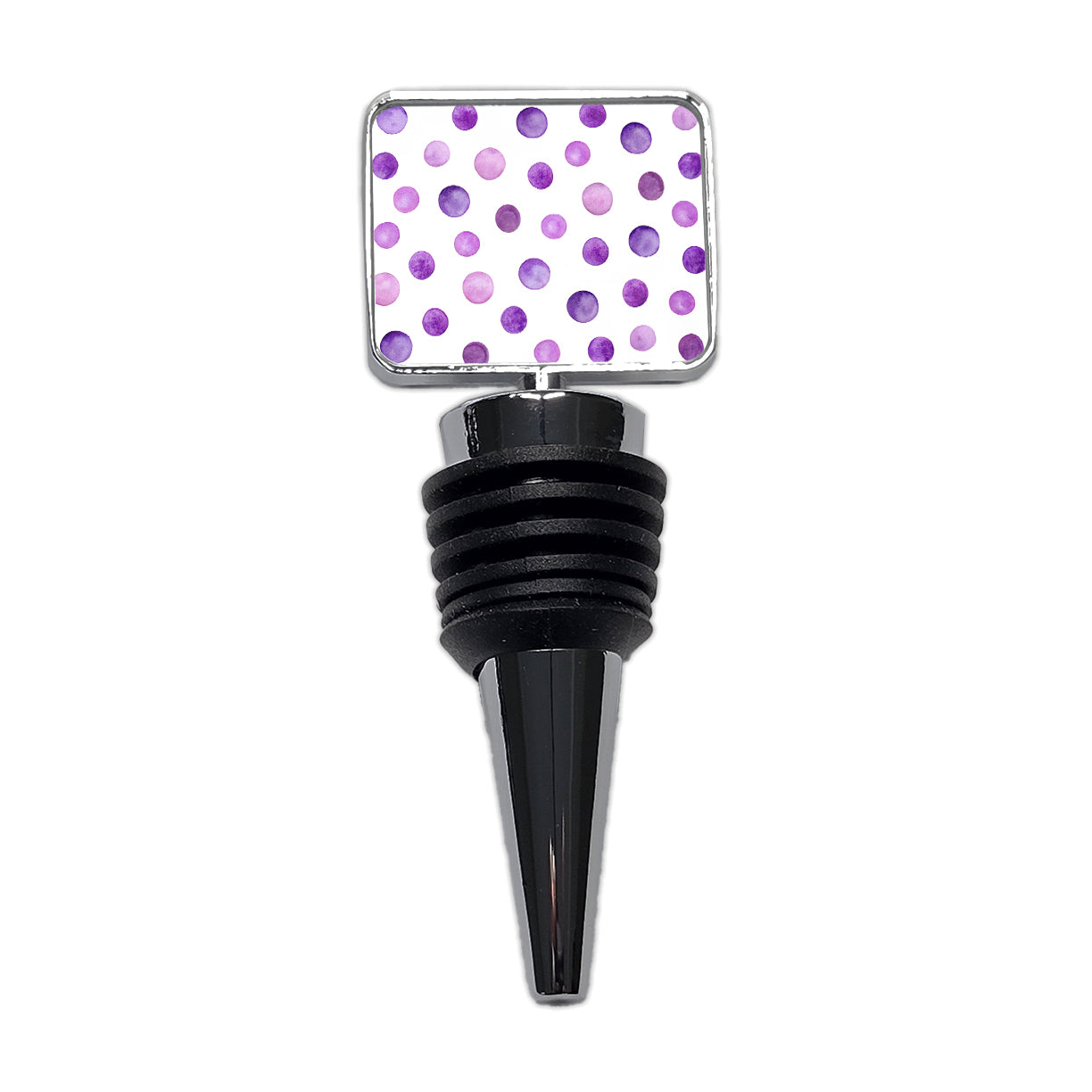 Purple Polka Dots Fun White Background Wine Bottle Stopper