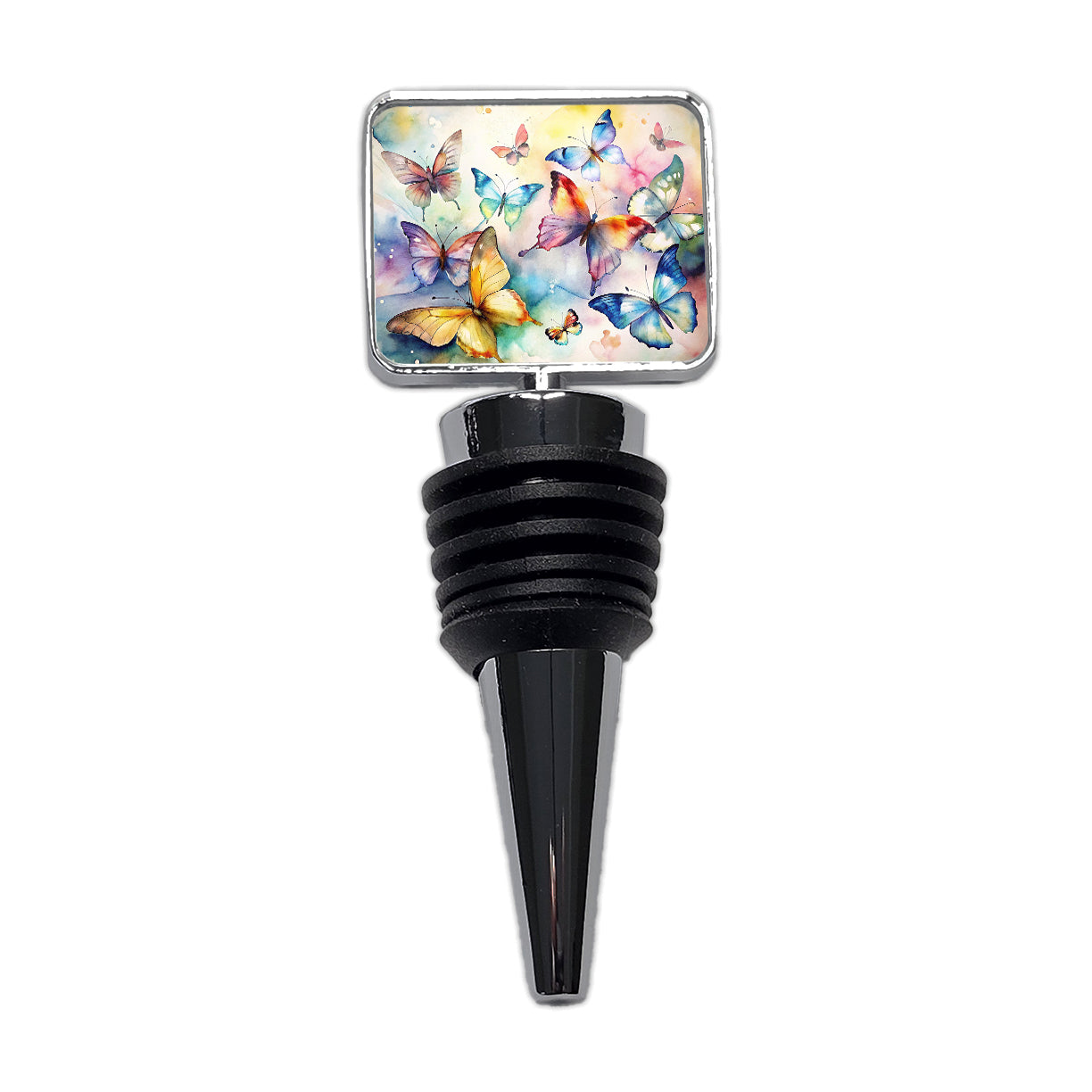 Beautiful Watercolor Colorful Butterflies Wine Bottle Stopper