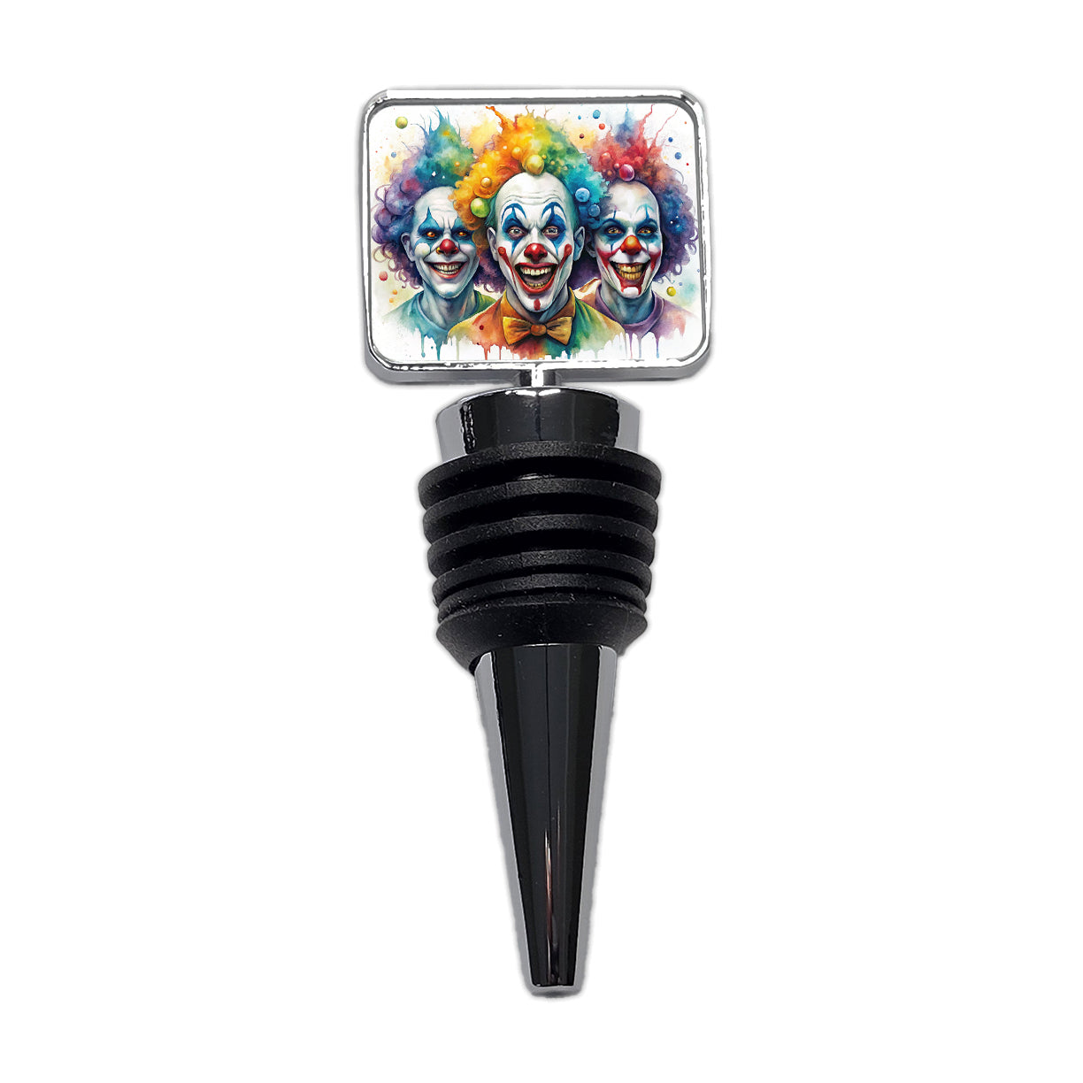 Creepy Scary Evil Killer Clowns Watercolor Wine Bottle Stopper