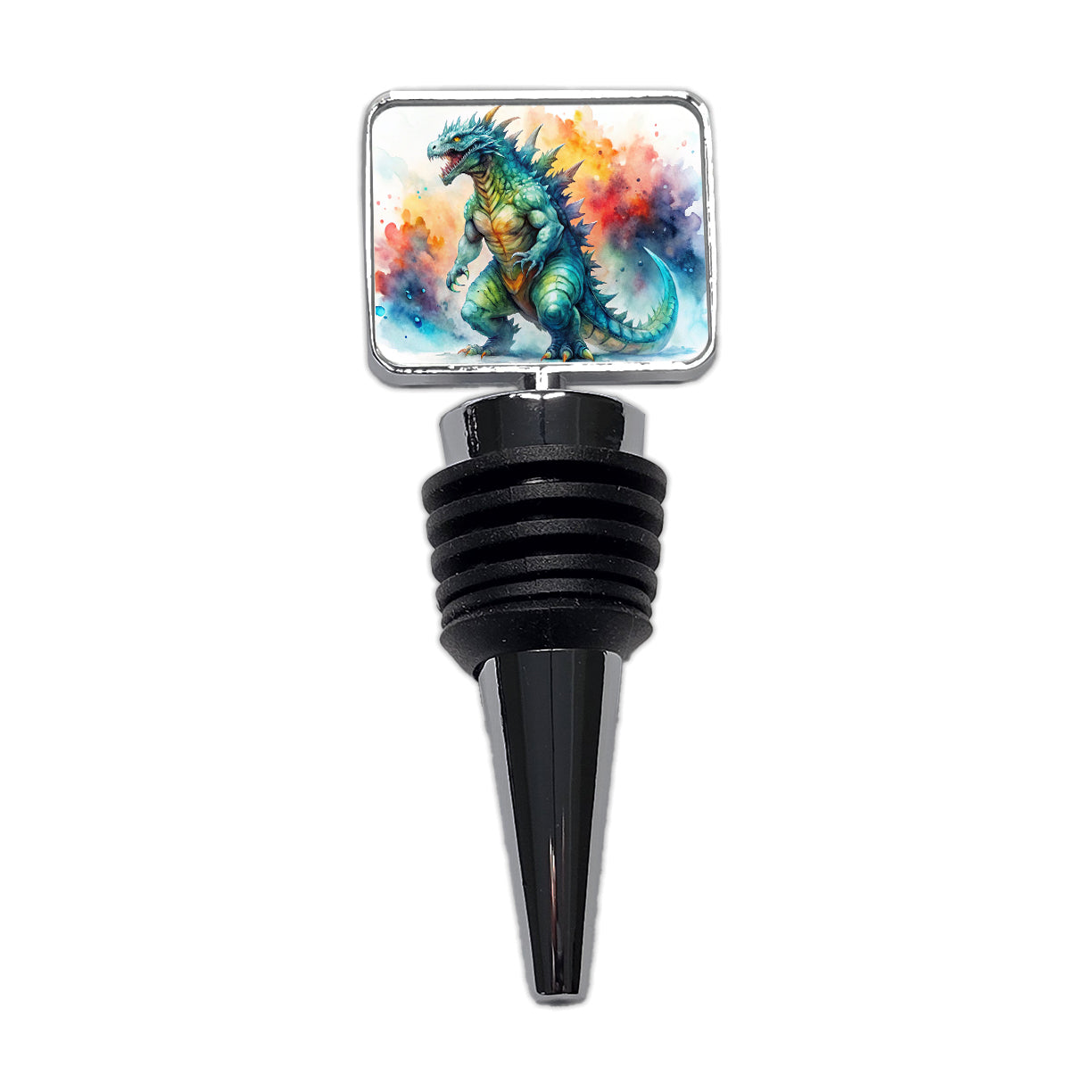 Giant Kaiju Monster Watercolor Wine Bottle Stopper