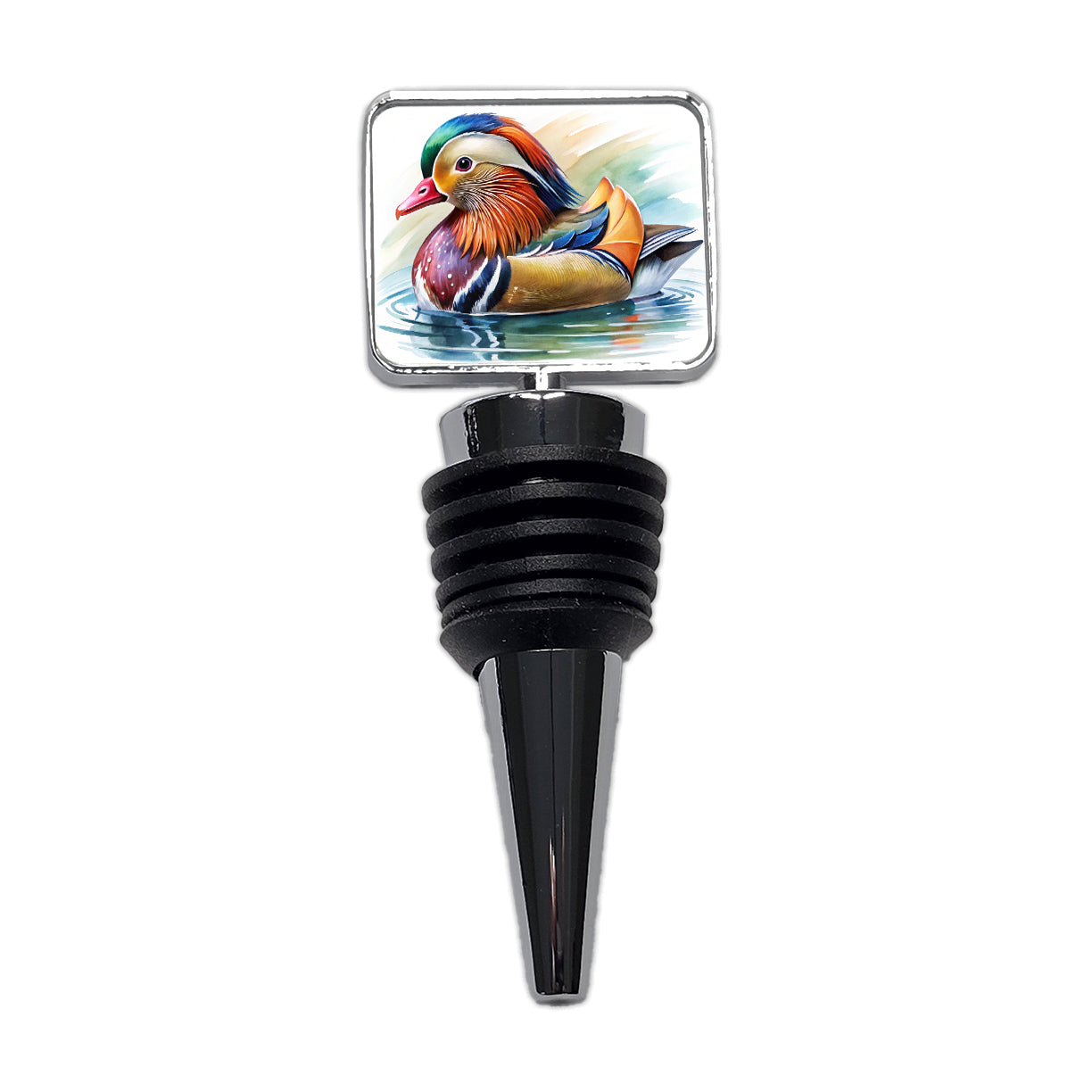 Mandarin Duck Watercolor Wine Bottle Stopper