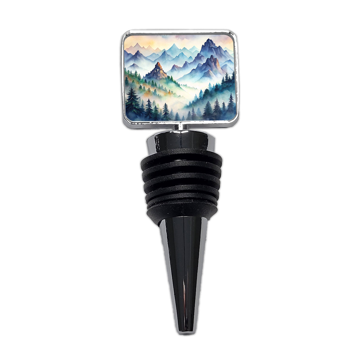 Mist Covered Mountains Misty Watercolor Wine Bottle Stopper