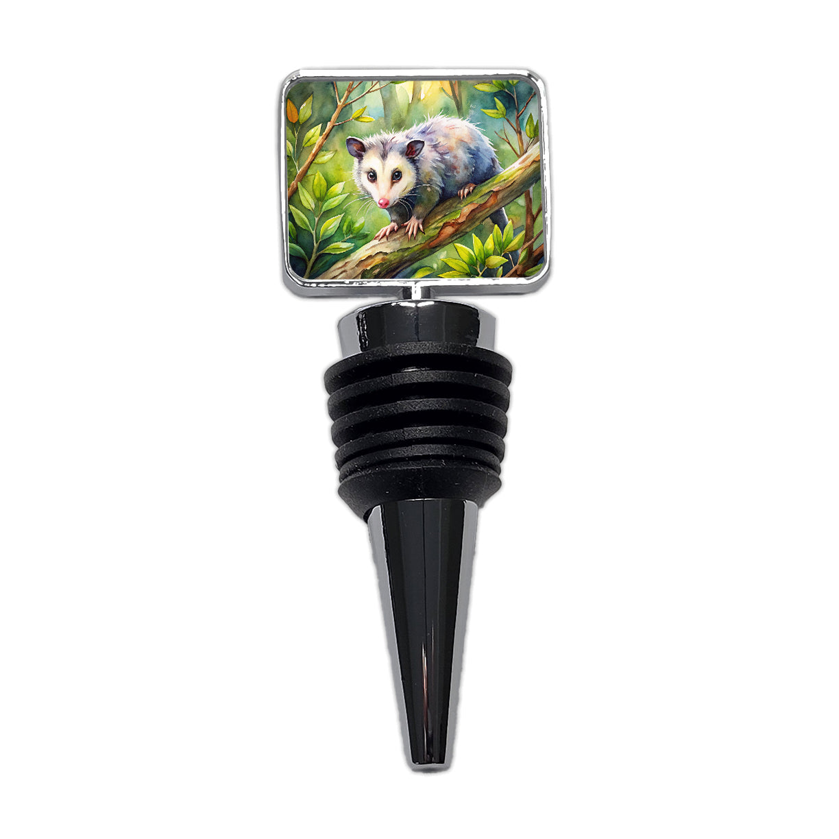 Opossum In The Forest Watercolor Wine Bottle Stopper
