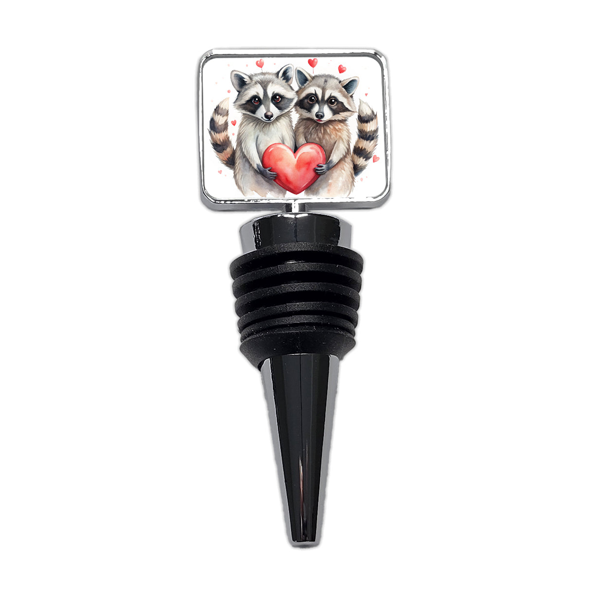 Raccoons In Love With Hearts Valentine's Day Wine Bottle Stopper