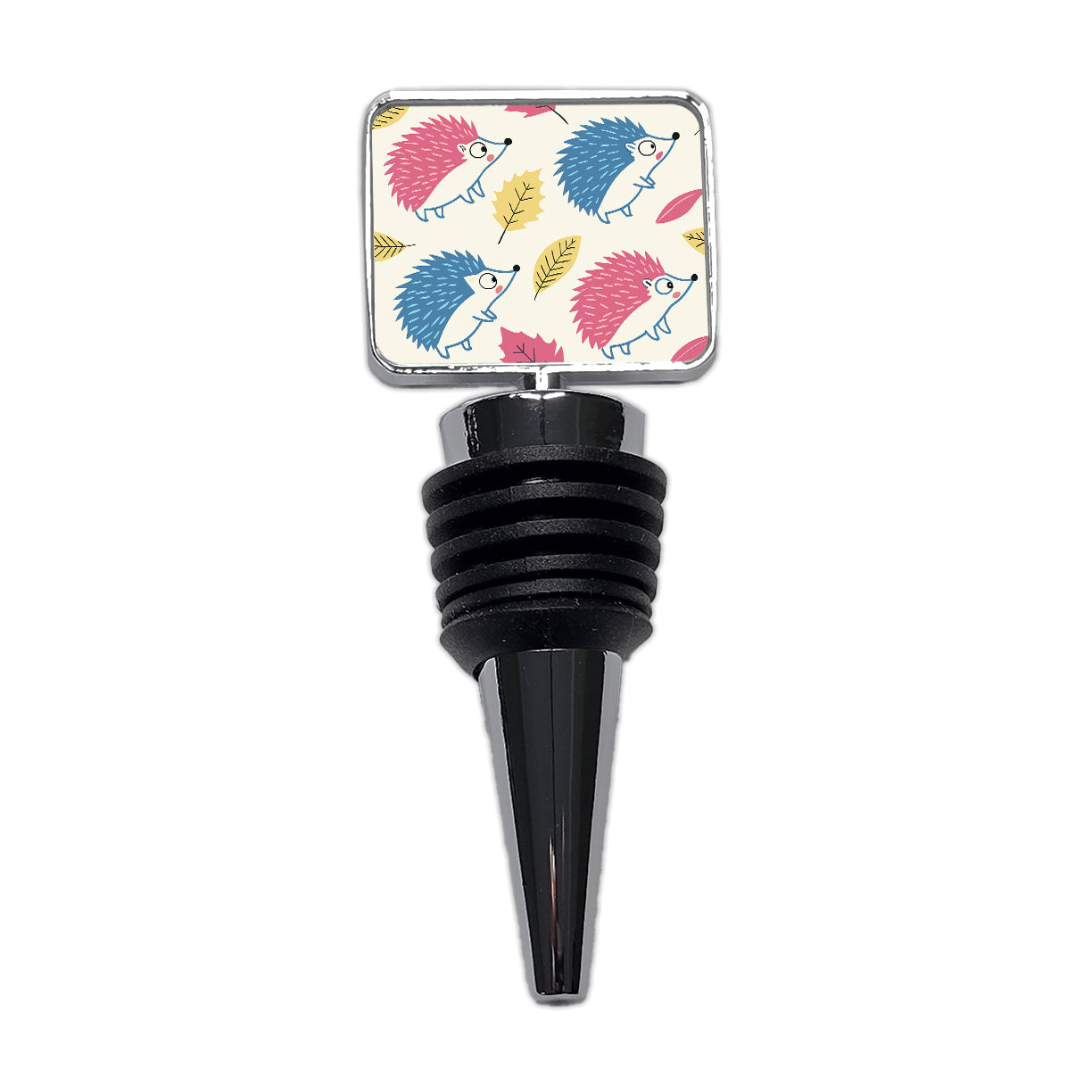 Scattered Hedgehogs Pink Blue Wine Bottle Stopper