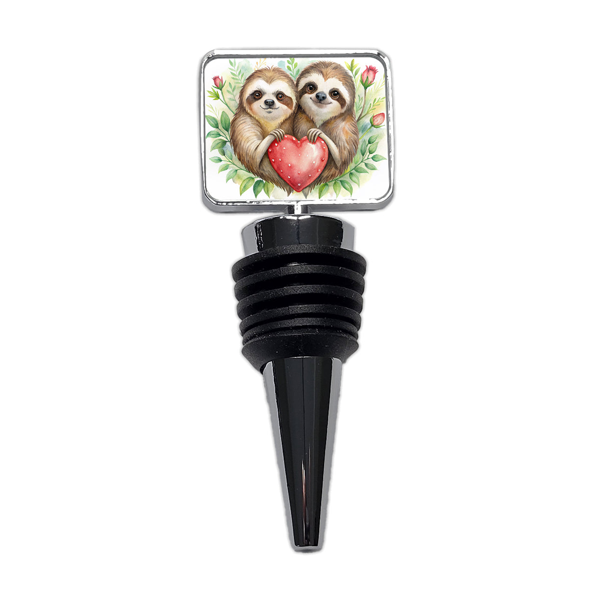 Sloths In Love Hearts Valentine's Day Wine Bottle Stopper