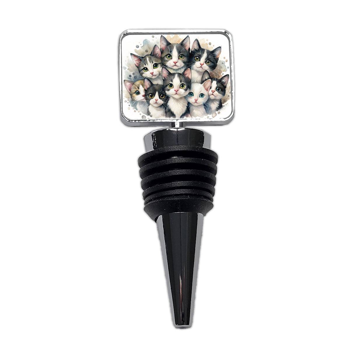 Sweet Black And White Cats Wine Bottle Stopper