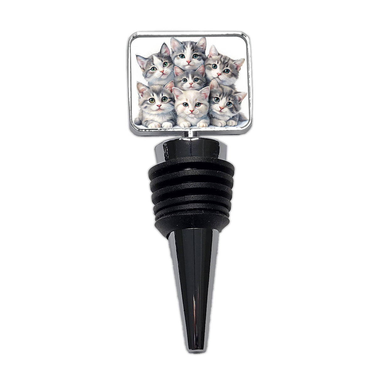 Sweet Gray And White Cats Wine Bottle Stopper