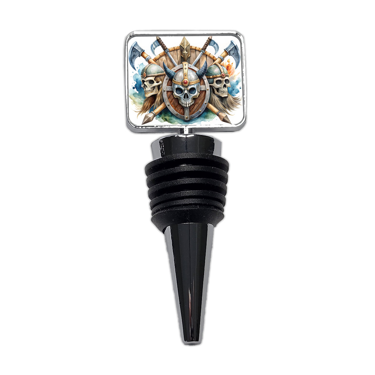 Viking Axes Shields And Skulls Watercolor Wine Bottle Stopper