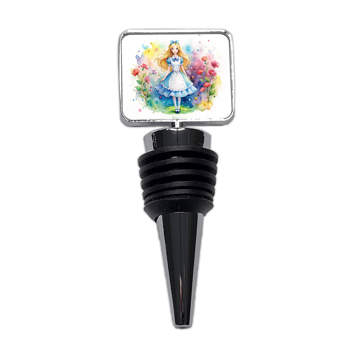 Alice In Wonderland Watercolor Wine Bottle Stopper
