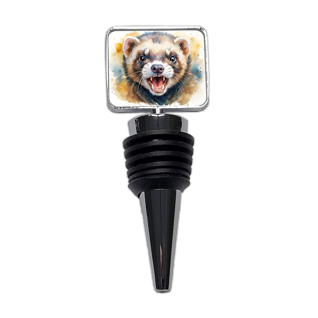 Angry Ferret Watercolor Wine Bottle Stopper