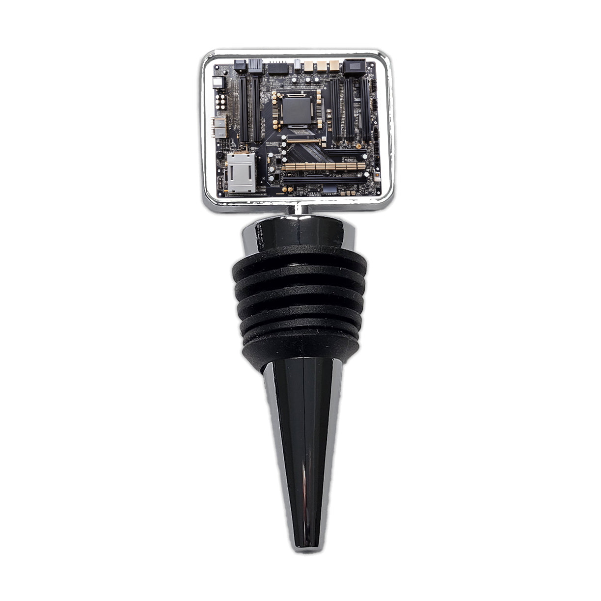 Black Gaming Computer Motherboard Wine Bottle Stopper