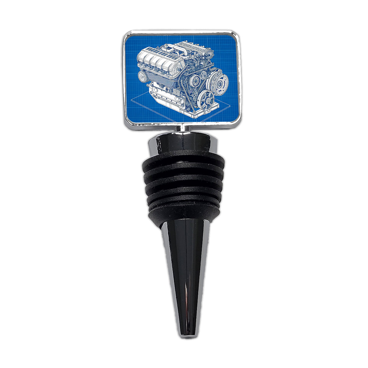 Blueprint Of Car Engine V8 Wine Bottle Stopper