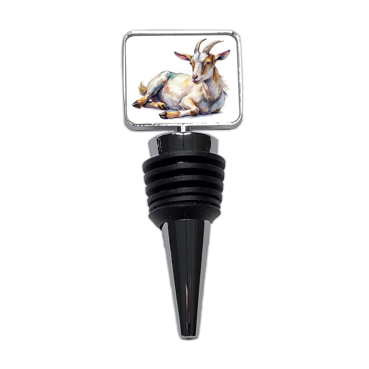 Fainting Goat Lying On Its Side Watercolor Wine Bottle Stopper