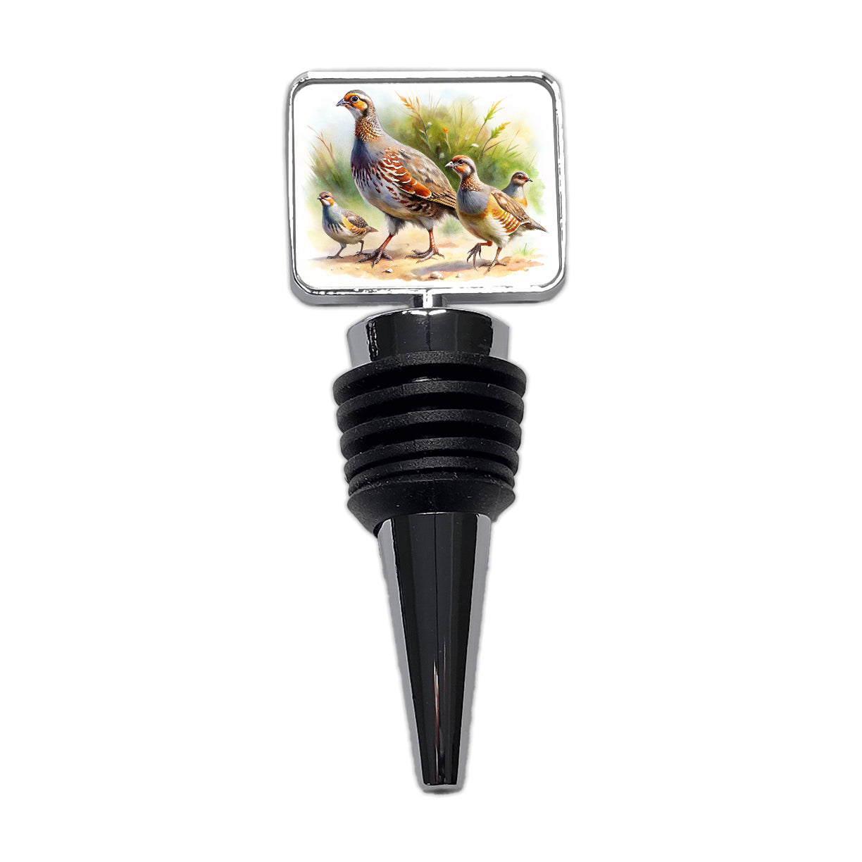 Family Of Partridges Running Watercolor Wine Bottle Stopper