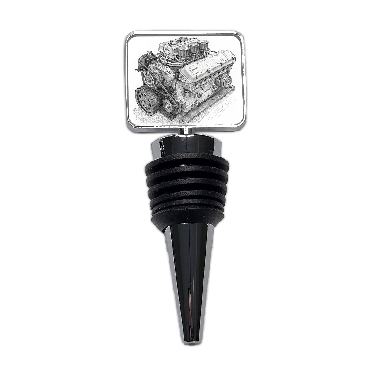 V8 Car Engine Sketch Wine Bottle Stopper