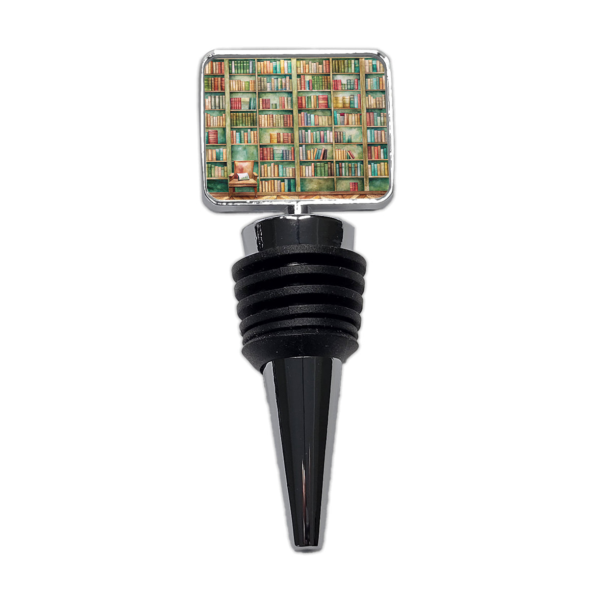 Books Bookshelves In Library Reading Reader Wine Bottle Stopper