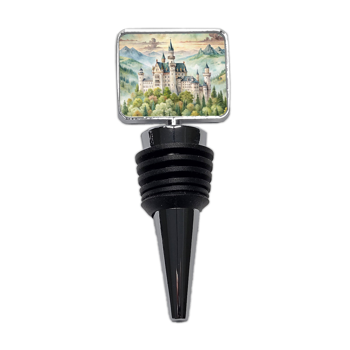 German Castle Watercolor Beautiful Neuschwanstein Wine Bottle Stopper