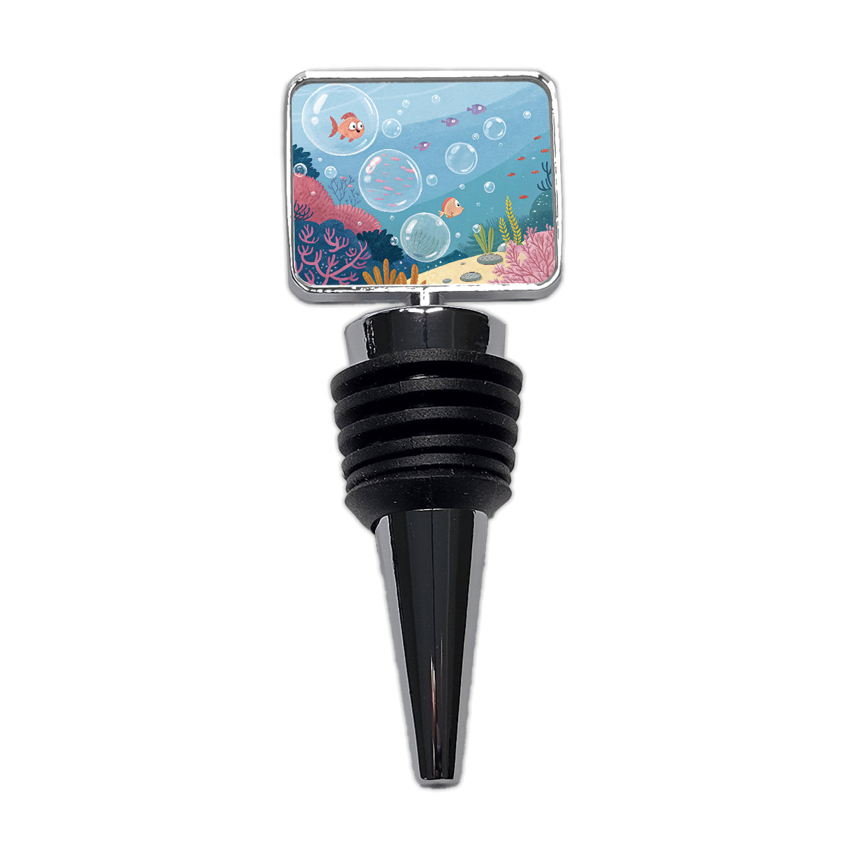 Bubbles Under Water Fish Wine Bottle Stopper